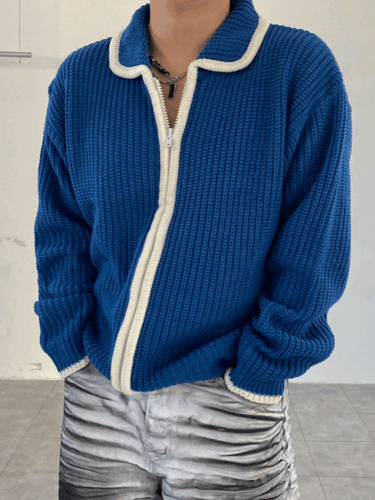 Line collar knit zip-up (2C)