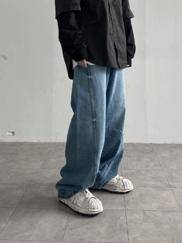 Curved Wide Denim Pants (2C)